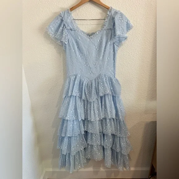 JessaKae Light Blue Ruffled Midi Dress - Picture 4 of 9